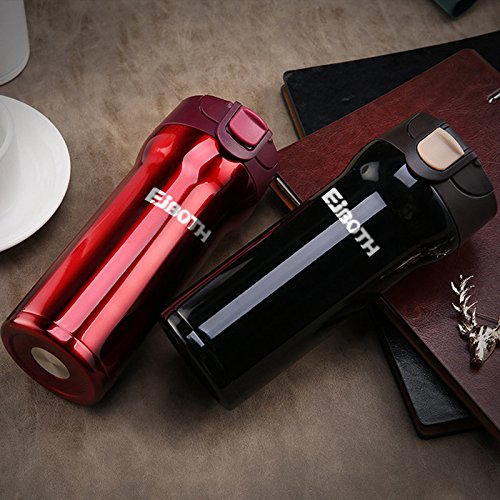 EJBOTH 350ml Edelstahl Thermosflasche Reise, Isolierflasche Thermoskanne Wasserflasche Trinkflasche Stainless Steel Bottle Tragbare für Heißgetränk Tee Kaffee Geschenk für Mutter Hause Büro Winter Outdoor Camping Tourismus Führung Angeln Auto [Rot] - 7