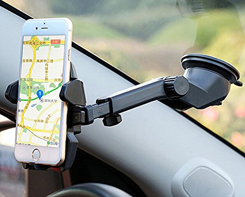 TOAOB Schwarz Handyhalterung Mit Saugnapf Universelle 360° Drehung Kfz Halterungen Autohalterung für iPhone 6 6s/6 Plus/6s Plus/7, Samsung S6/edge/edge+/S7/S7 edge, Note 5, LG G5, Nexus 5X/6/6P, Moto, HTC, Sony - 6