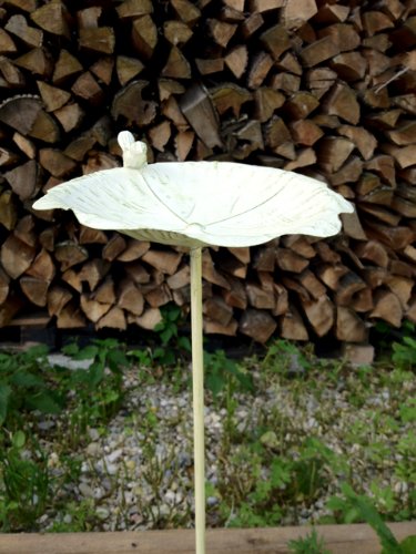 Vogeltränke Gartenstecker weiß aus Metall, 102x28cm