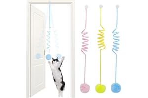 XYTAHDM Lot de 3 jouets interactifs pour chats d'intérieur, pour chats adultes, suspendus à la porte, avec cloche et queue, jouets d'intérieur