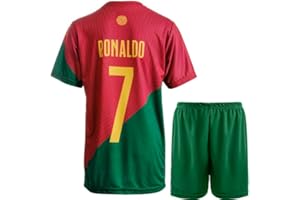 YOHA Ronaldo Portugal New #7 Set de Jersey y Pantalones Cortos para Niños Tallas Juventud