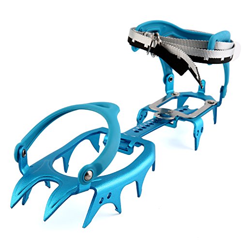 OUTAD Crampones de Escalada,14 Dientes con Cinturón para Acampada y S