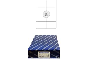 ZEGA-LABELS 4.000 Etiketten 105 x 74 mm selbstklebend auf DIN A4 Bögen (2x4 Etiketten DIN A7) - 500 Blatt Bigpack - Universell für Laser/Inkjet/Kopierer einsetzbar 8-teilig