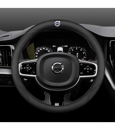 Coprivolante In Pelle Microfibra Per Volvo XC90 5 Posti 2015-2019 – Antiscivolo E Traspirante, Colore Nero