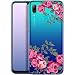 Produktbild OOH!COLOR Hülle kompatibel mit Huawei P Smart 2019 Handyhülle Silikon transparent Ultra dünn durchsichtig Blumen Bumper Case mit Motiv zarte Rosen (EINWEG)