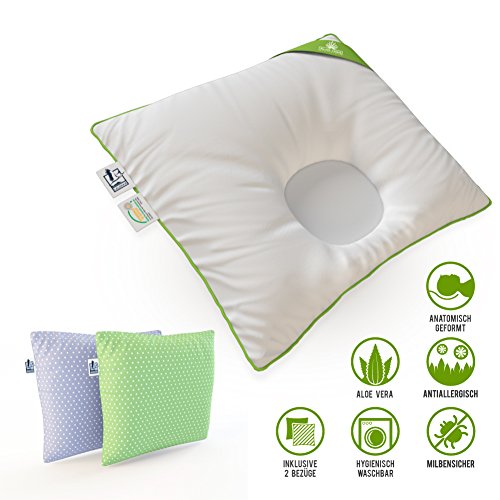 Lelekka® Gr.2 Babykissen gegen Verformung & Plattkopf inkl. 2 Bezüge. Mit ALOE VERA für empfindliche Haut. Baby-Kopfkissen für einen natürliche runde Kopfform, gegen Verformung des Hinterkopfs.