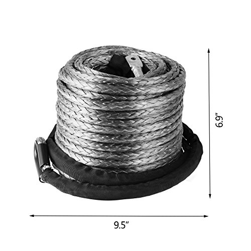 Banpusama Cuerda de cabrestante sintético de 0,95 cm x 2,74 m, Cuerda de 0,95 m Más Fuerte con Manga de dedal para SUV ATV UTV Camión Barco Ramsey