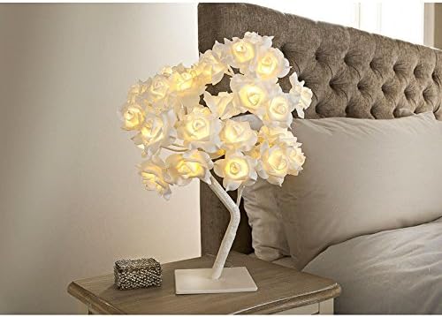Vintage White Rose Chic Led Light Wedding Home Shabby Tree Side Table