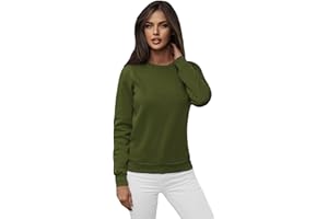 OZONEE Women's Sweatshirt Pullover, Long Sleeve, Colour Variations, Oversized Long Sleeve Shirt Jumper without Hood, Cotton Blend, Classic, Basic, Crew Neck, Sport, JS/W01