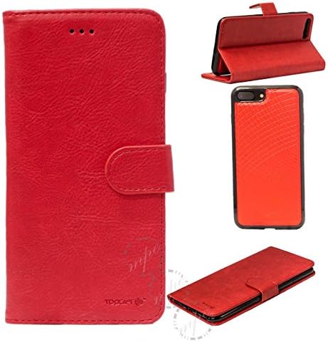TopGift 2N1 Wallet Folio Flip PU Leather Detachable Magnetic Case Cover for Galaxy S7 Edge S8 PLUS S9 Black Brown Navy Blue Red Rose Gold Red (Galalxy S8 PLUS, Red)