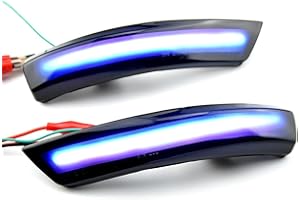 MKptopia 2 pezzi Compatibile con Fo-rd Fo-cus 2 MK2 Fo-cus 3 MK3 3,5 Compatibile con Mon-deo MK4 LED luce lampeggiante dinamica ad acqua che fluisce lampeggiante blu chiaro e giallo