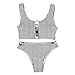 Produktbild KanLin Damen Elegant Bikini Set Streifen BH Triangel Bademode Push Up Bikini Badeanzug (Schwarz, Medium)
