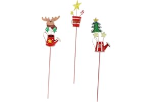 HOMSFOU 3 Stück Weihnachtsschmuck Metall-Weihnachtsstecker Garten-Blumentopf-Schild Metall-Weihnachts-Rasenstecker Niedlicher Weihnachts-Stil Pfahl Garten-Rasen-Schild
