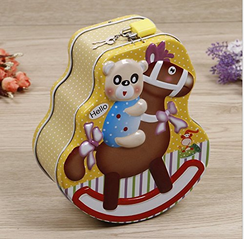 Preisvergleich Produktbild Smallgirl Geldbank Kreatives Schaukelpferdchen Sparschwein Weissweinglas (Gelb)