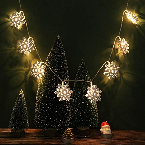 Preisvergleich Produktbild Prevently 10LED String Kupferdraht Lichterkette Außen Vorhang Metall Doppelseitig Schneeflocke für Weihnachten Party Hochzeit Garten Schlafzimmer Innen und außen Deko