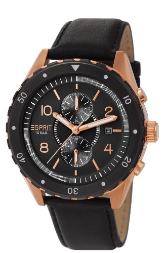 Esprit Herren-Armbanduhr XL Alamo Rosegold Chronograph Quarz Leder ES105551003