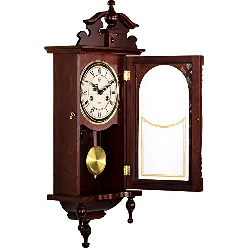 Wanduhr ORPHEUS mahagoni, 73 cm x 29 cm x 15 cm, Regulator, Pendeluhr antik - 5