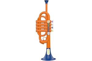 QKBUZA ABS Kids Trumpet Toy Trumpet Toy For Kids Trumpet Instrument Educational Simulated Trumpet Toy Boys Educational Trumpet Instrument M For Boys Childrens' Musical Toy Trumpet 32x10. 2x9.9 Cm