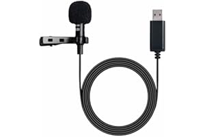 NewTH USB Mikrofon PC Omnidirektionaler Kondensator Lavalier Clip on Mic für Computer, Laptop, Podcast, Interviews, Recording [Plug & Play] 6,6FT