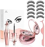 Fau Cils Magnétique Naturel Magnétique Eyeliner Kit De Cils Magnétiques, Eye-Liner Eyeliner Liquide Noir Et Lisse, Imperméable, Réutilisable 5 Aimants 3D Faux Cils sans Colle, avec Pincette