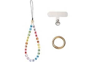 BEEFLYING Dragonne de Téléphone Perles Cube Arc-en-Ciel Cordon Bijoux Telephone Portable en Cristal Coloré Bracelet Téléphone Perles Breloques pour Appareil Photo Porte-clés Sac et Coque de Telephone