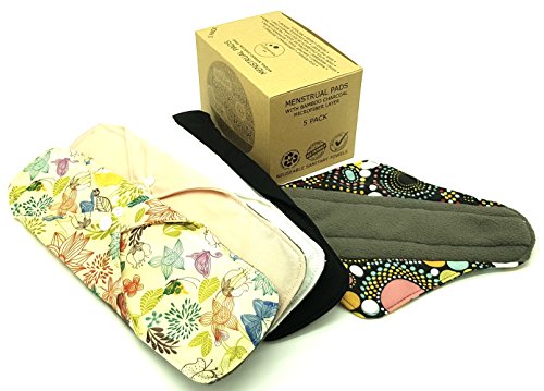 MyYogaWheels - Toallas menstruales de microfibra de bambú para higiene íntima, 5 unidades