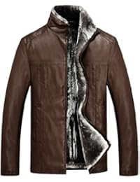 ZKOO Hombre Ajustado Chaqueta de Imitación Piel Moto Jacket Grueso Cazadora Abrigo con Vellón Forrado Caliente Otoño e Invierno