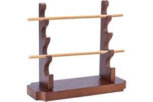 NBEADS 4-Tier Wooden Wand Display Holder, 18x6.9x16.2cm Wizard Wand Stand Magic Wand Display Sword Stand for Desktop Display Decoration Collection, Camel