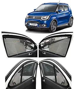 AUTOFACT Magnetic Window Sun Shades for Maruti Ignis -Set of 4 - with Zipper