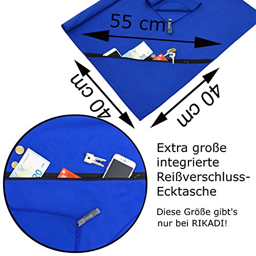 2er Set Outdoor Mikrofaser Handtücher + EXTRA große Reißverschluss-Ecktasche – [75x145cm & 40x60cm] – schnelltrocknend Premium Mikrofaser Reisehandtuch – Mikrofaser Handtuch, Sport, Reise, Sporthandtuch, Badetuch, Microfaser Handtuch groß u. klein inkl. Transportbeutel - 2