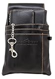 Pflegeleichtes weiches Kunstleder in Schwarz Steckholster mit Sicherungsgliederkette Für Gürtel bis 5,5 cm Breite geeignet ✔ 7 Scheinfächer ✔ 1 großes Fach für Hartgeld ✔ 1 zusätzliches Fach mit Reißverschluß ✔ 1 Rückseitiges Steckfach