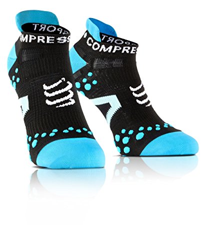COMPRESSPORT Run Lo - Calcetín de Running Unisex, Color Negro/Azul, Talla 2