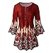 Produktbild Damen Lange Oberteile Lässiger Knopf Mehrfarbig bedrucktes Rock T-Shirt Rock oben Multicolor elegante Frau Pullover Herbst Rundhals Patchwork Langarmshirt Sweatshirt Reisen Urlaub