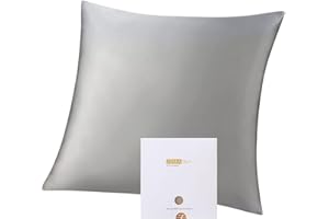 ZIMASILK Kissenbezug aus 100% Seide für Haare und Haut. Doppelseitige 19 Momme Reine Maulbeerseide Kissenhülle mit Reißverschluss, 1 Stück. (80x80 cm, Silber-Grau)