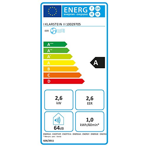 Klarstein New Breeze 9 Klimaanlage Klimagerät (Ventilator, 9000 BTU/h, Fernbedienung, LCD-Display, Energieeffizienzklasse A, Timer-Funktion, Bodenrollen) schwarz - 2