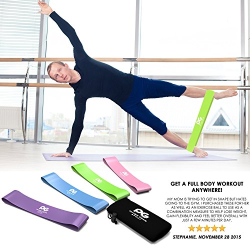 Widerstandsbänder, Set mit 4 Trainingsbändern für Workout und Physiotherapie, gratis EBOOK & Video – Pilates – Yoga – Reha, verbessern Beweglichkeit & Kraft, Ganzkörpertraining – Lebenslange Garantie - 3