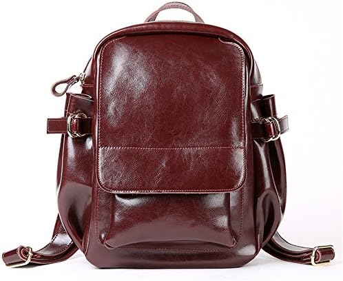 XinMaoYuan Autumn And Winter Leather Handbags Fashion Oil Wax Cowhide Female Shoulder Bag Travel Bag School Wind Backpack Lady Bag,Coffee