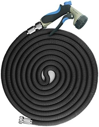 FOCUSAIRY 50 Feet Expanding Flexible Garden Water Hose Pipe Triple Layer Latex Inner Tube with Solid Metal Tap Connector and 8-pattern Metal Water Spray Gun