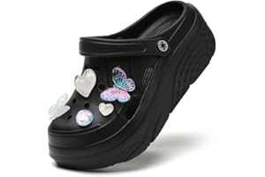 SECHRITE Platform Sabots pour Femme Tongs de Loisirs et vêtements de Sport Sabots de Sanitaire avec Charms Clogs de Wedge Tailles, 36-42 EU