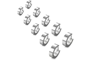 JYNXOR Lot de 5 paires de boucles d'oreilles Créoles acier inoxydable hypoallergéniques - Boucles d'oreilles femme acier inoxydable & boucle d'oreille homme, Clous d'Oreilles Hypoallergénique Boucles