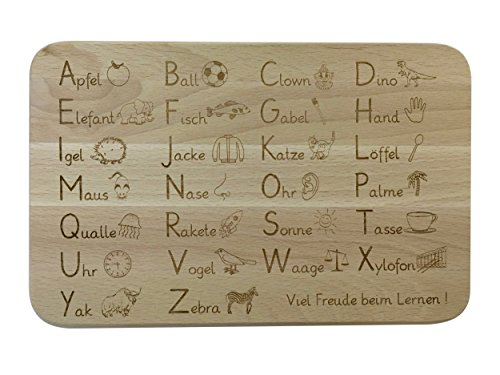 Das Original ABC Frühstücksbrett aus Buche Holz zum Lernen – Geschenkidee zum Schulanfang - 3