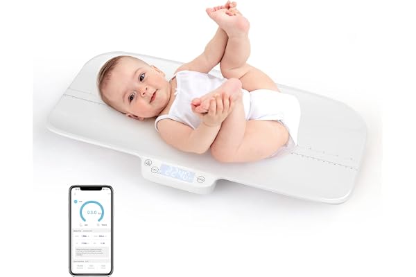 COSTWAY Pèse-bébé Numérique avec Contrôle Intelligent Charge 30 kg, Balance Précise à 2 g avec Fonction de Maintien et Tare Échelle 60 cm 4 Unités, pour Nouveau-né Animal de Compagnie