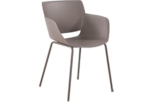 ‎CLP CLP Stuhl Alpena I Outdoorstuhl absolut wetterfest und UV-beständig I Stuhlgestell aus pulverbeschichtetem Stahl I Sessel für draußen, Farbe:Taupe