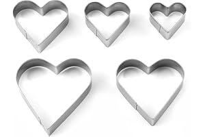 HEIGESENG Lot de 5 emporte-pièces en forme de cœur en acier inoxydable de qualité alimentaire pour la Saint-Valentin, la pâtisserie, les biscuits, les fondants, les biscuits Hery