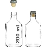 Afracam 200 ml Yassı Şeffaf Cold Brew Şişesi Tıpalı 200 cc Soğuk Kahve Cam Şişe 2 Adet (Sentetik Gri Tıpa)