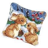 Material: Acryl, Stoff B Baosity DIY Kissen Hülle Zierkissenbezüge zum Selber Knüpfen, Knüpfwolle, Knüpfset für Kinder und Erwachsene - Kaninchen