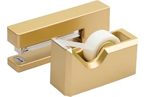 ‎JAM PAPER JAM PAPER Büro & Schreibtischset - 1 Tacker & 1 Klebebandspender - Gold - 2/Packung