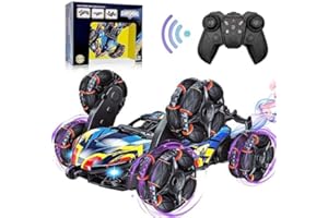 Byuert Remote Control Car, 6WD RC Stunt Car with Spray and Light, 360° Rotation and Drift Vehicles, 2.4Ghz Radio Controlled Electric Buggy RC Offroad Toy for Adults and Kids