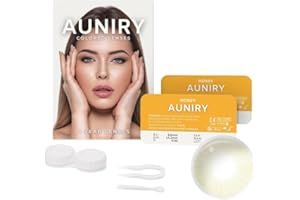 AUNIRY Lentillas de Color Marrón "HONEY" Natural: Pack Completo (2 Lentes de Contacto, Pinza, Aplicador y Estuche), 12 Meses, Sin Corrección, Sin Graduación, 0 Dioptrías y DIA 14.2mm | AUNIRY