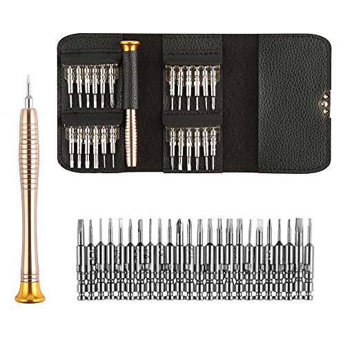 esky24 Mini Destornillador Herramientas Set 25 piezas, magnético tisier Bar, Torque, redondo, Pentagrama, triangular, Tri-Wing, Cruz Ranura, ranura para, funda en piel sintética